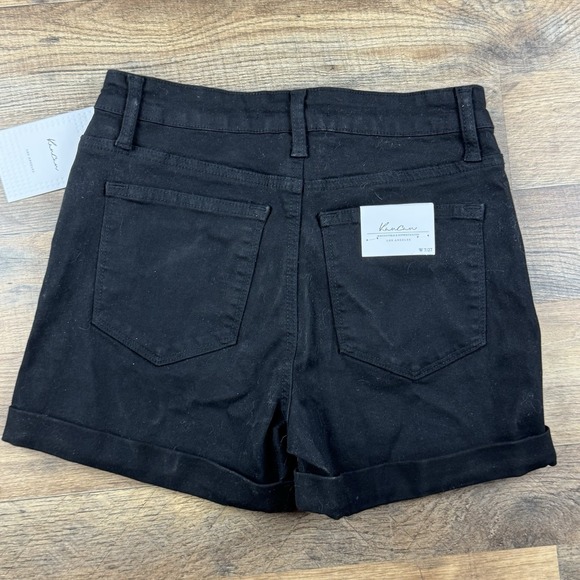 NWT KanCan Shorts Cuffed Estilo High Rise Distressed‎ Denim Shorts Black 7/27 - Picture 2 of 8